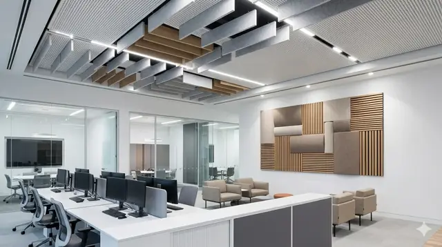 Commercial suspended ceiling and acoustical tile installation in Austin by National Acoustic Ceiling
