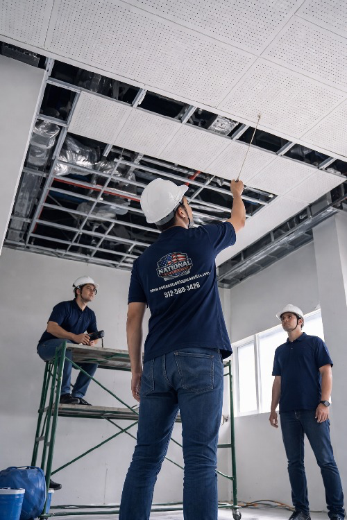 National Acoustic Ceiling ceiling repair team at work
